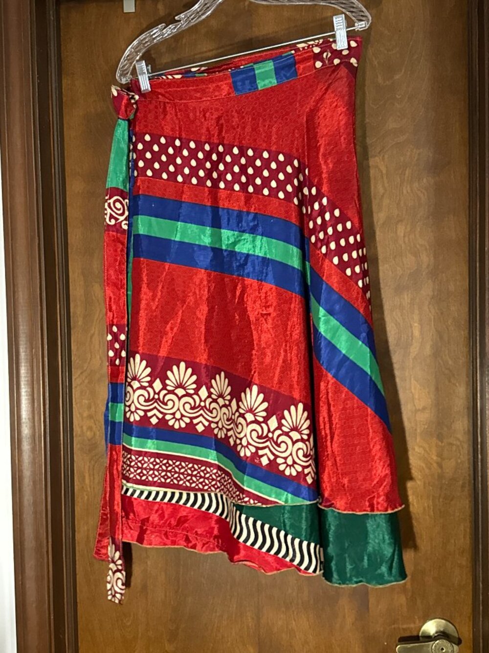 Darn Good Yarn NWT Sari Silk Wrap Skirt Womens XL Tea Boho Gypsy Reversible